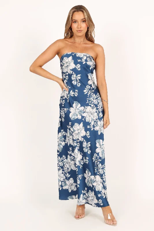 Weekend Massive Discounts Gemma Strapless Maxi Dress - Blue Floral