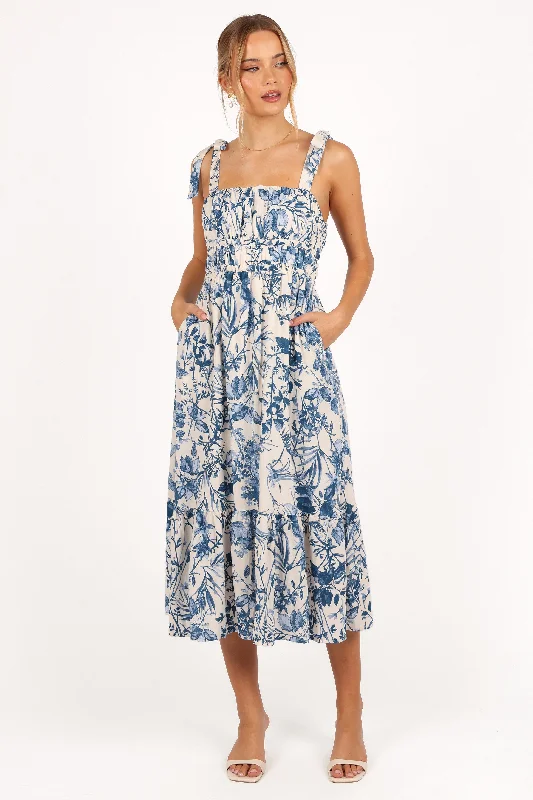 The Big Clearance Harlowe Midi Dress - Porcelain Blue