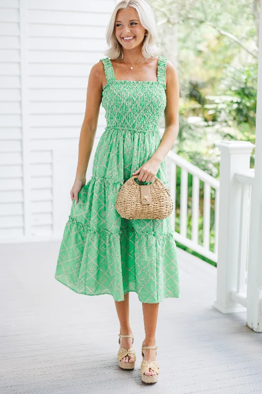 Weekend Sale Day Here To Stay Green Eyelet Midi Dress