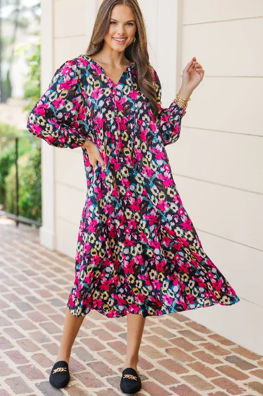 Deal of the Week High Ambitions Navy Blue Floral Midi Dress