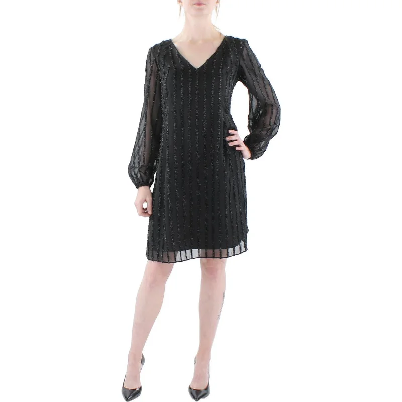 Weekend Sale Marathon INC Womens Metallic Eyelash Shift Dress