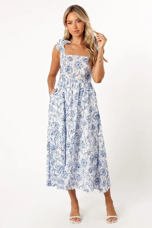 Unbeatable Prices Janie Midi Dress - Blue Floral