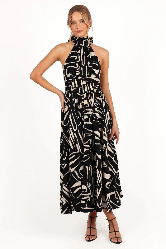 Limited Offer Jennifer Halterneck Maxi Dress - Black/White
