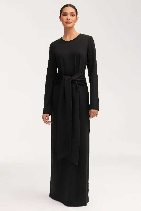 Weekend Hot Offers Jersey Tie Front Maxi Dress - Black