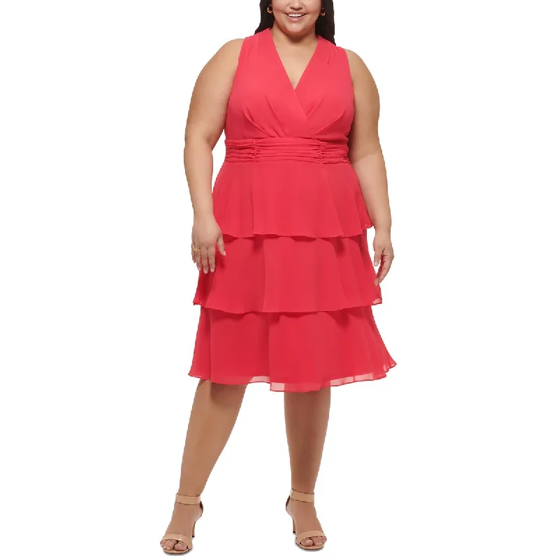 Exclusive Savings Event Jessica Howard Womens Plus Chiffon Mid-Calf Midi Dress