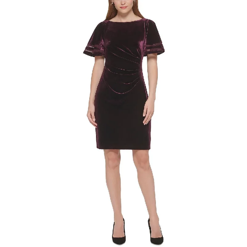 Jessica Howard Womens Velvet Midi Cocktail and Party Dress