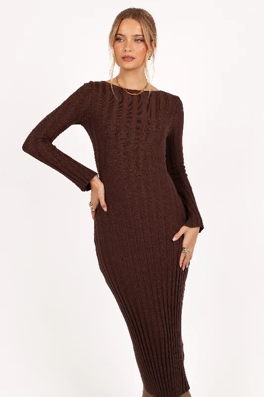 Crazy Price Cuts Jolene Long Sleeve Maxi Dress - Brown