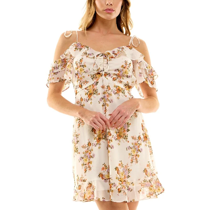 Weekend Sale Frenzy Jolt Womens Juniors Wedding Guest Mini Fit & Flare Dress
