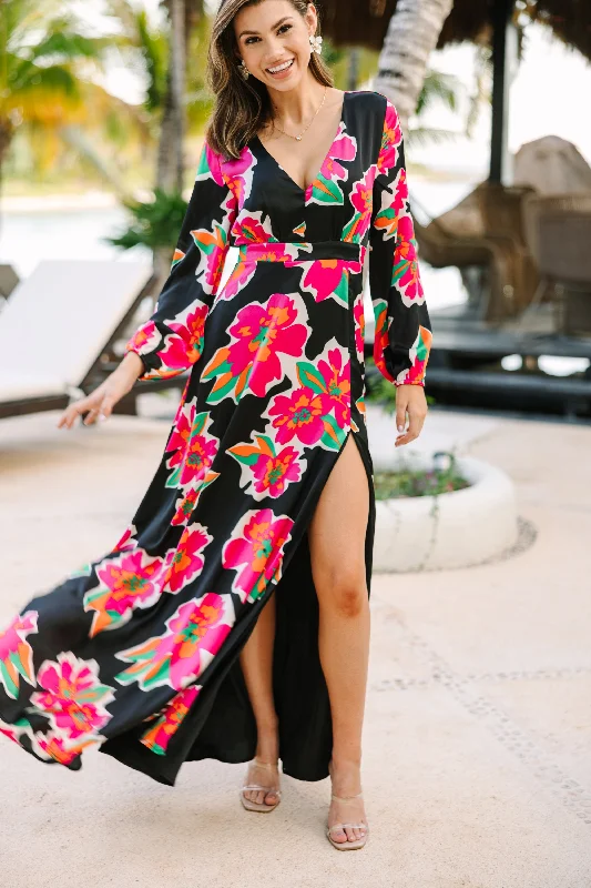 Special Offers Just Feels Right Black Floral Maxi Dress