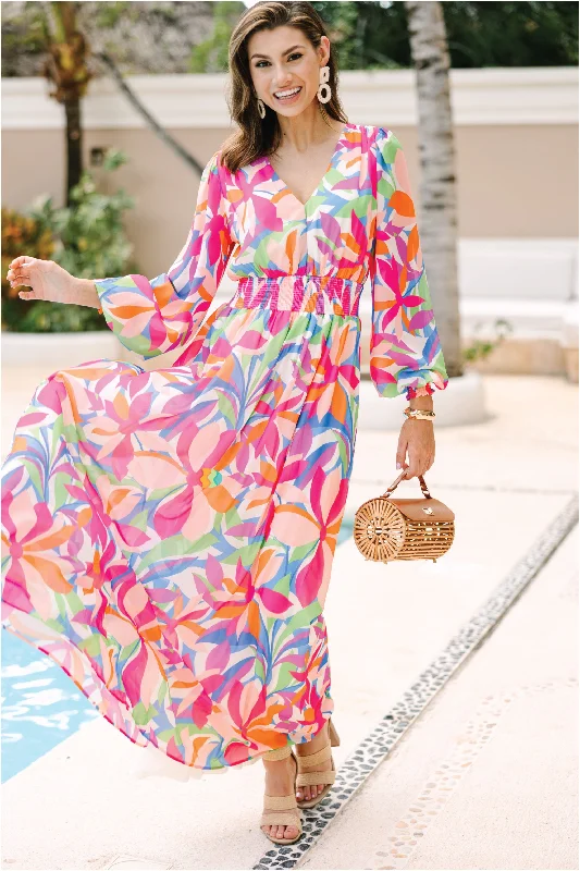 Weekend Sale Marathon Just Imagine It Pink Abstract Maxi Dress