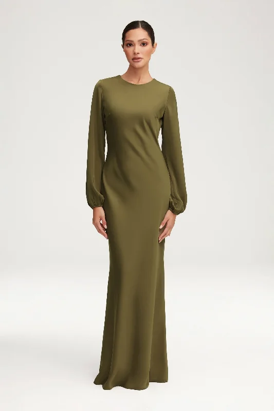 Weekend Bargain Deals Kamila Satin Maxi Dress - Olive Night