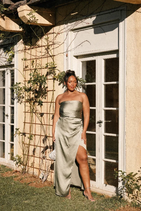 Only for You Kara Strapless Maxi Dress - Olive