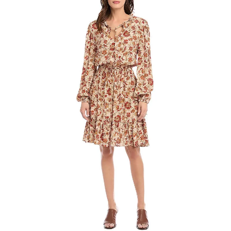 Exclusive Savings Karen Kane Womens Long Sleeves Floral Fit & Flare Dress