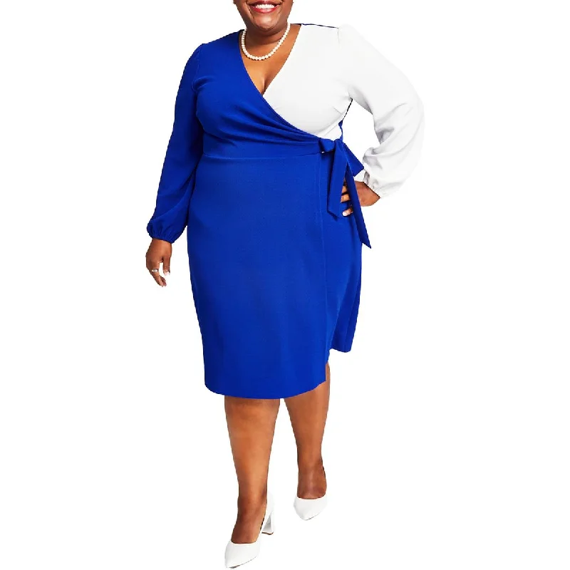 Grab Your Deal Kasper Womens Plus Side Tie Knee Length Midi Dress
