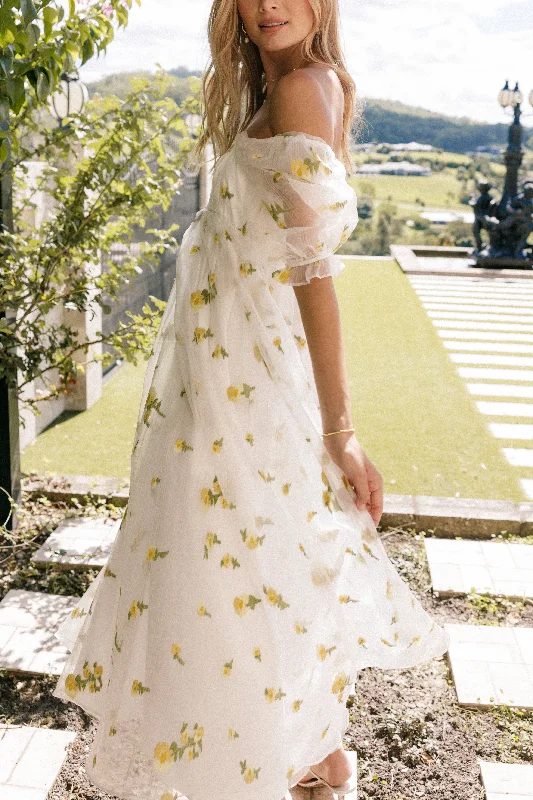 Weekend Promo Offers Kordyn Maxi Dress - White Yellow Floral