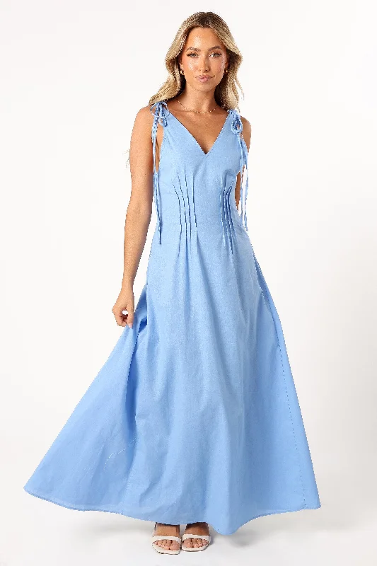 Lainey Tie Maxi Dress - Blue