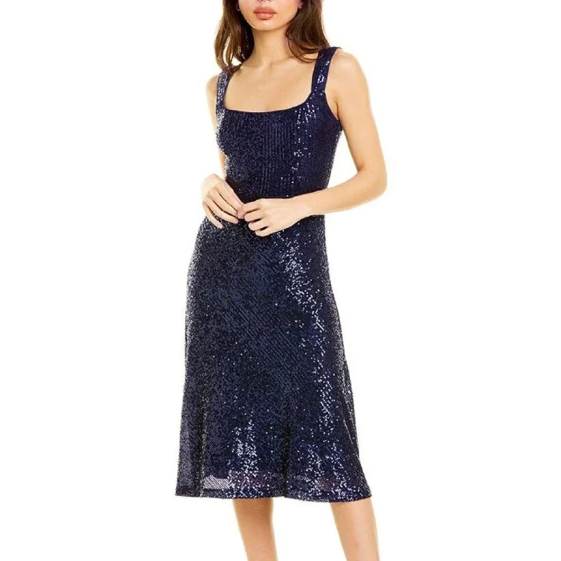 Laundry by Shelli Segal Square Neck Sequin Midi Cocktail Party Midi Dress