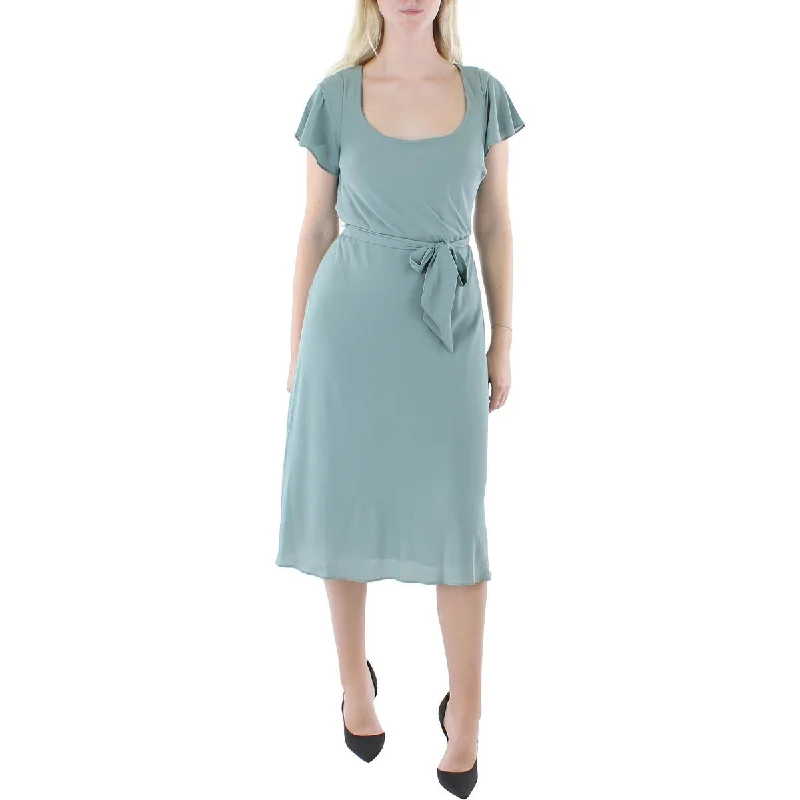 Limited Offer Lauren Ralph Lauren Womens Flutter Sleeve Midi Dress