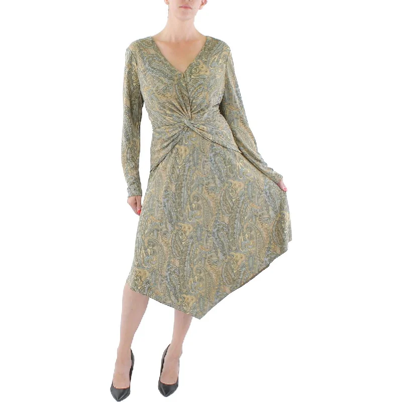 One-Day Sale Lauren Ralph Lauren Womens Jersey Printed Midi Dress