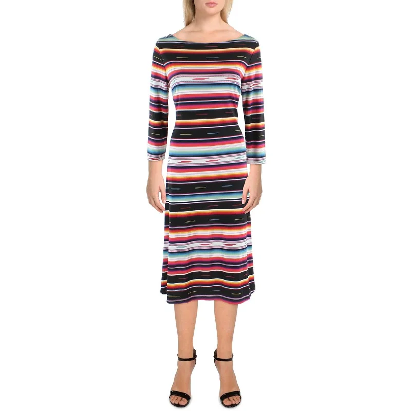 Weekend Exclusive Offers Lauren Ralph Lauren Womens Jersey Striped Midi Dress