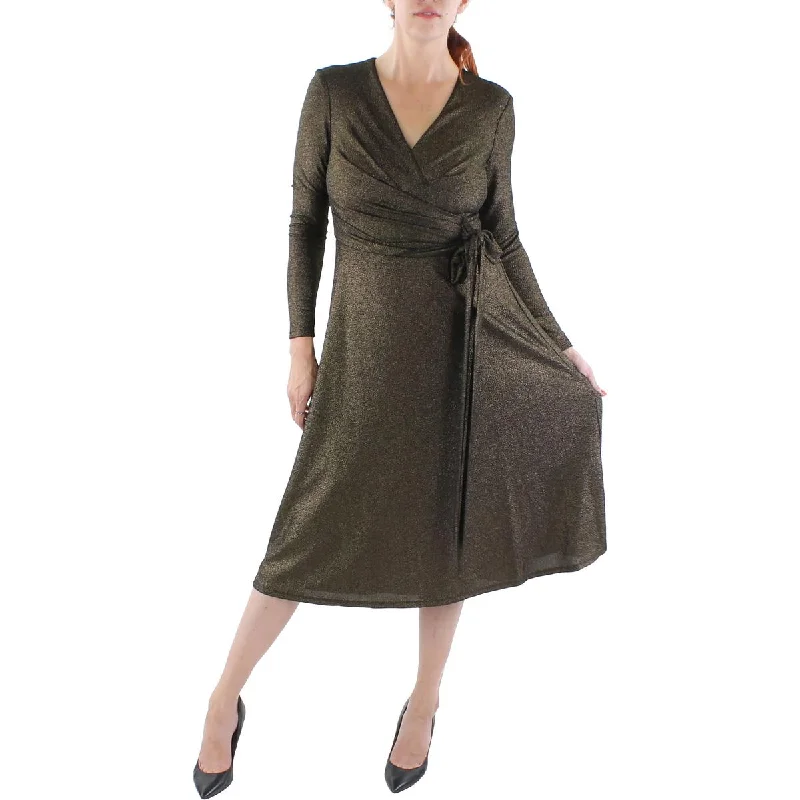 Bargain Alert Lauren Ralph Lauren Womens Shimmer Midi Cocktail and Party Dress
