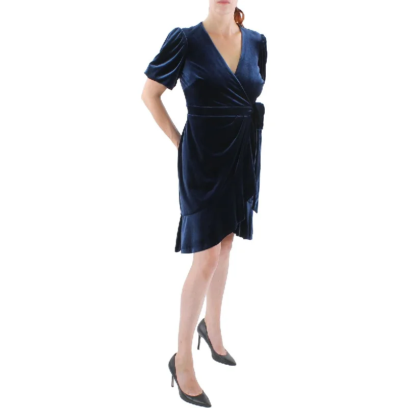 Limited Edition Lauren Ralph Lauren Womens Velveteen Midi Wrap Dress
