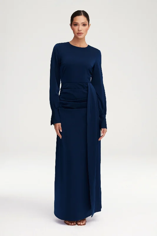 Super Price Slash Laylani Satin Rouched Maxi Dress - Night Sky