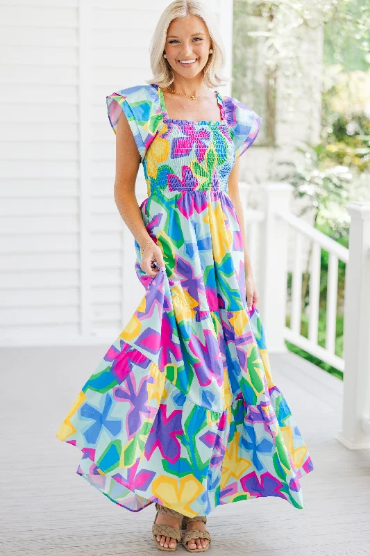 Weekend Price Slash Event Let's Get Loud Blue Floral Maxi Dress