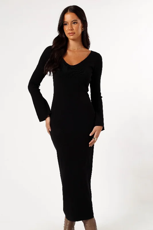 Buy More, Save More Lina Long Sleeve Midi Dress - Black