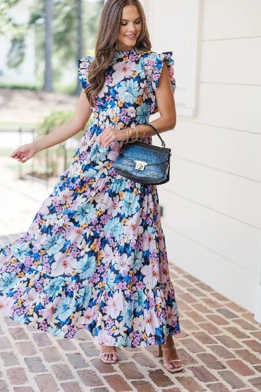 Weekend Deal Rush Listen To Your Heart Purple Floral Maxi Dress