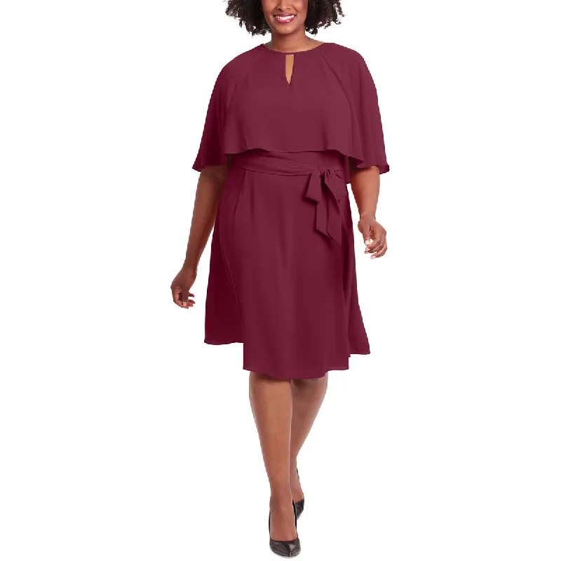 Weekend Closeout Deals London Times Womens Plus Capelet Keyhole Midi Dress