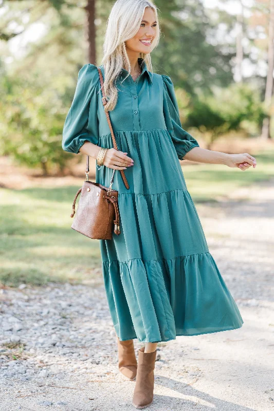 Weekend Steals and Deals Love Found Sage Green Tiered Midi Dress