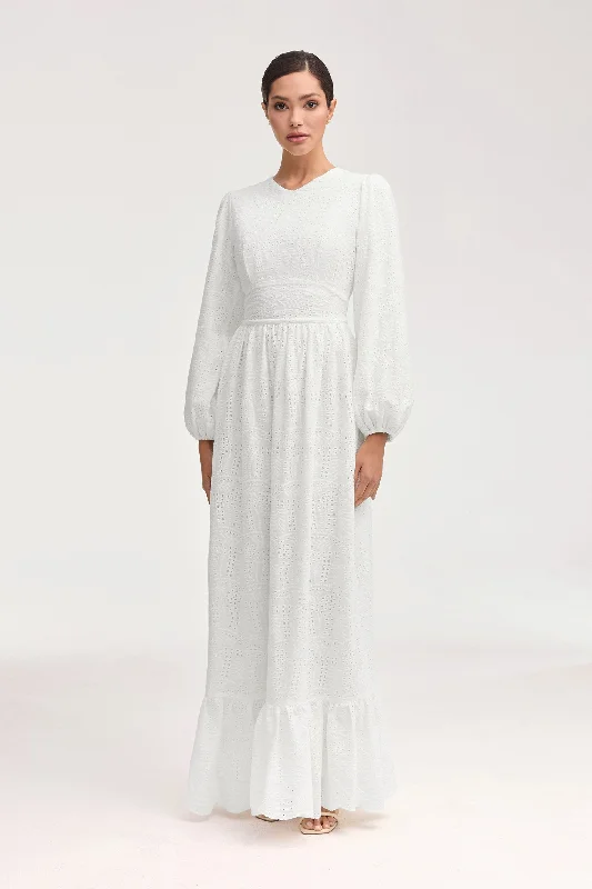 Luciana White Eyelet Maxi Dress