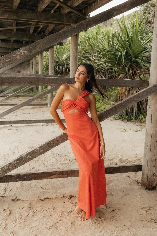 Exclusive Savings Event Luna One Shoulder Maxi Dress - Tangerine