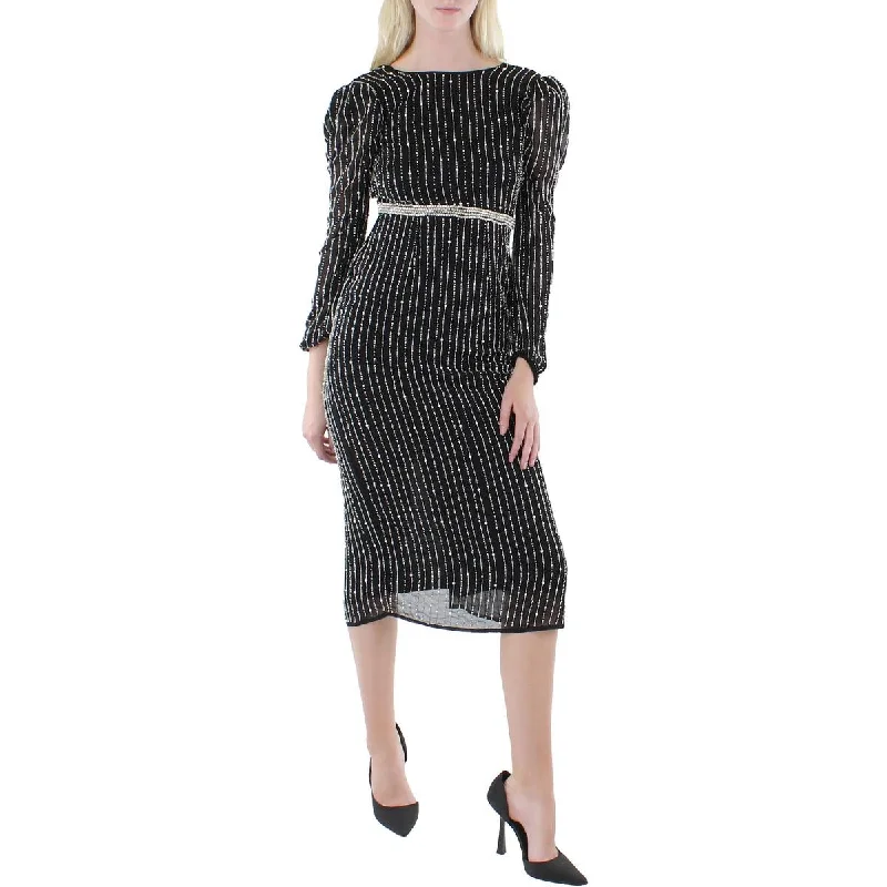 Get It Now Mac Duggal Womens Embellished Midi Cocktail and Party Dress