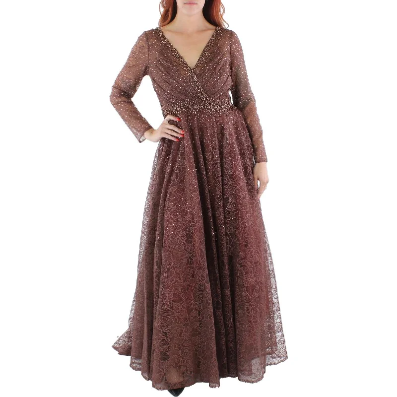 Weekend Markdowns Mac Duggal Womens Lace Overlay Long Evening Dress