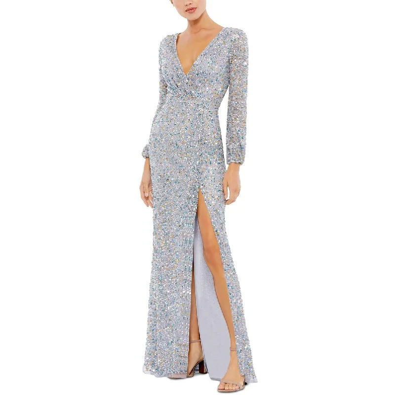 Weekend Best Deals Mac Duggal Womens Sequined Long Evening Dress