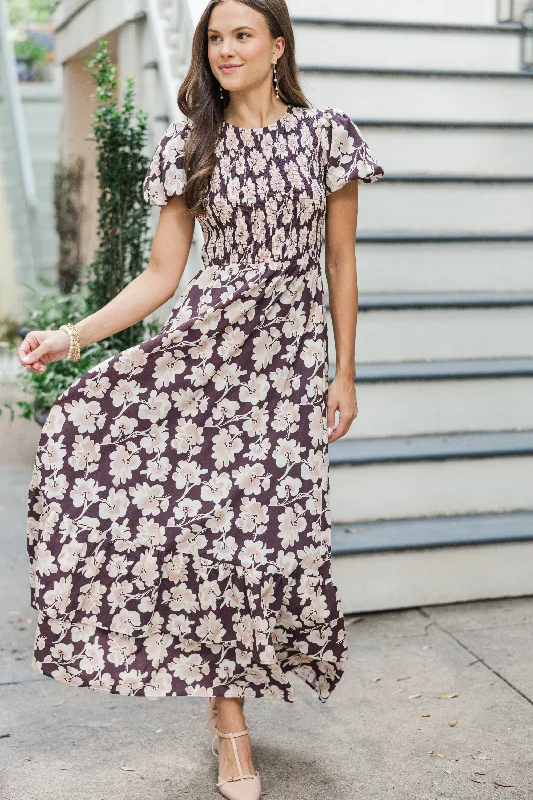 Flash Sale Make The Right Choice Plum Purple Floral Maxi Dress