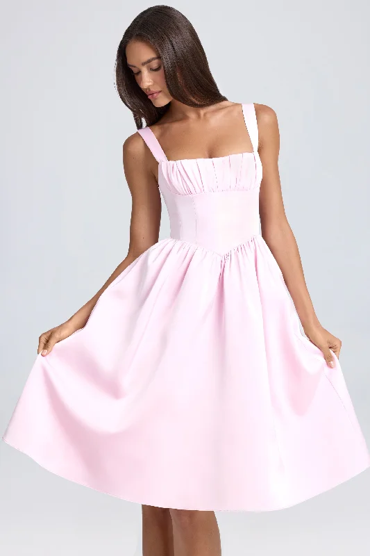 Grab Your Deal Draped Corset Midaxi Dress in Blush