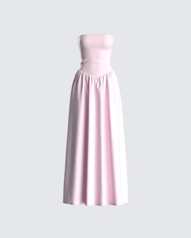 Weekend Flash Sale Maryann Pink Strapless Maxi Dress