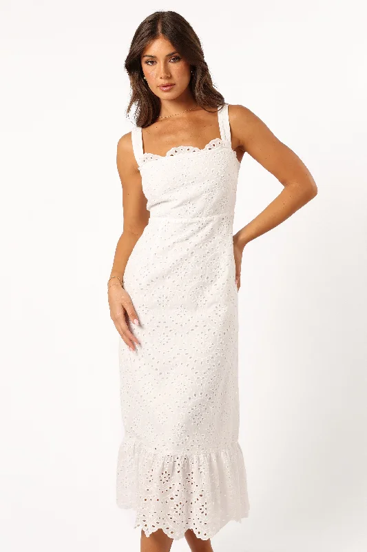 Price Slash Event Meadow Lace Midi Dress - Ivory