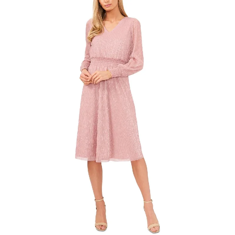 Weekend Big Savings MSK Womens Petites Metallic Knee-Length Midi Dress