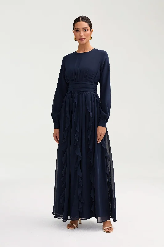 Flash Discounts Nesreen Waterfall Chiffon Maxi Dress - Night Sky
