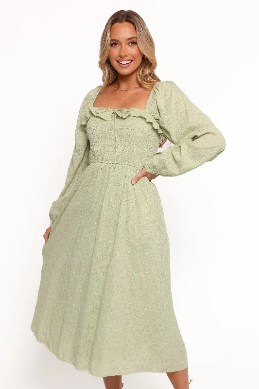 Time-Sensitive Offer Ophelia Midi Dress - Olive