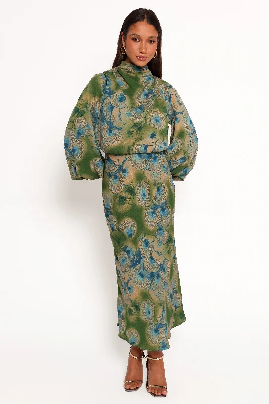 Only for You Perrie Long Sleeve Midi Dress - Green