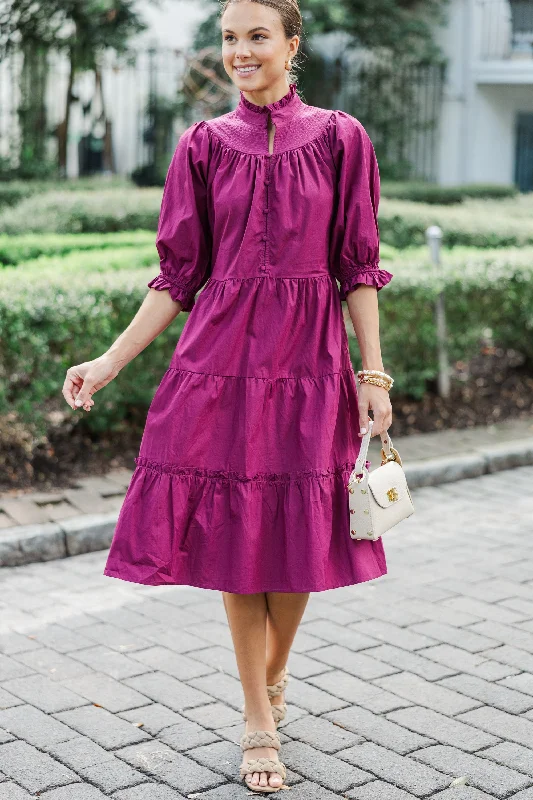 Last Chance Sale Pinch: Feeling The Love Berry Purple Midi Dress