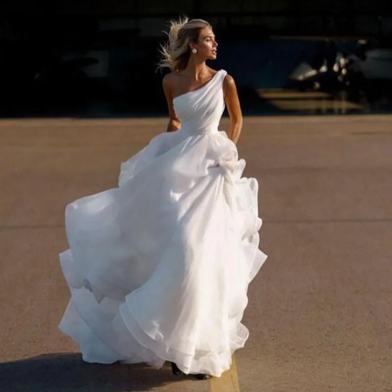 Unseen Savings Princess  One Shoulder Wedding Dress