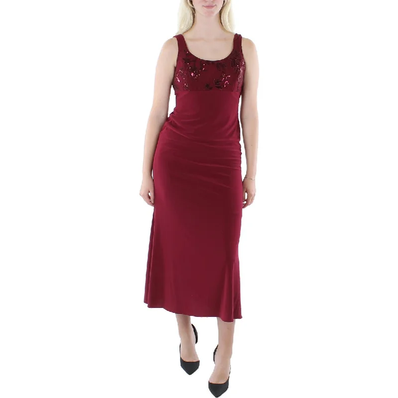 Super Deal R&M Richards Womens Petites Knit Sequined Midi Dress