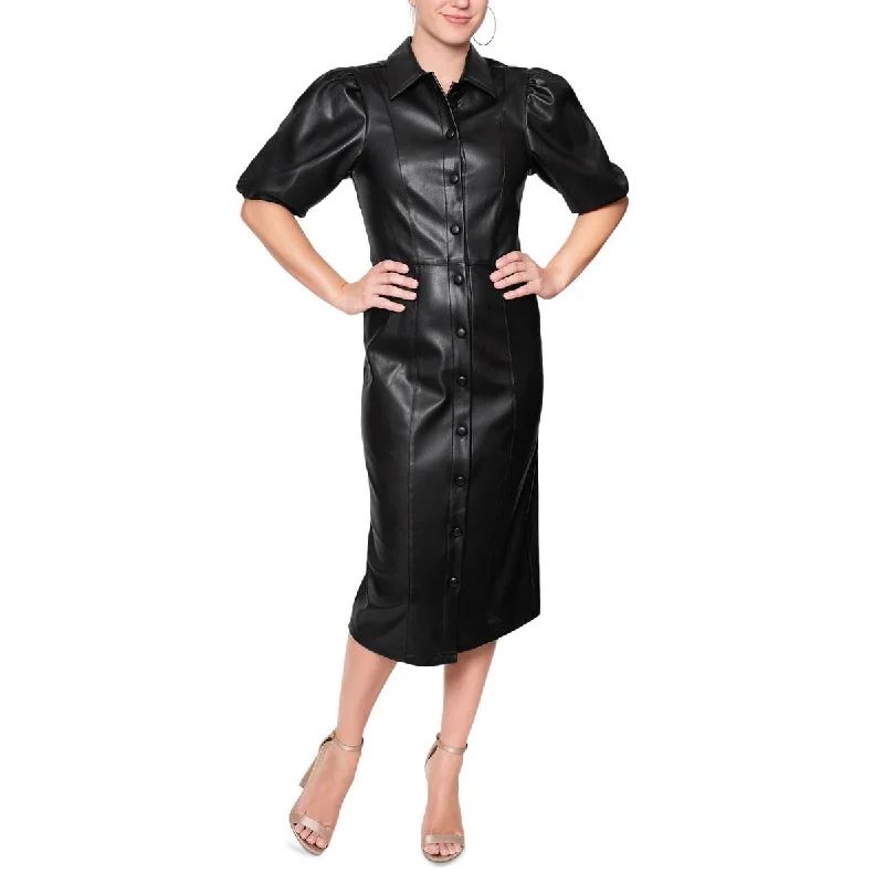 Weekend Price Drop Frenzy Rachel Rachel Roy Womens Faux Leather Midi Dress