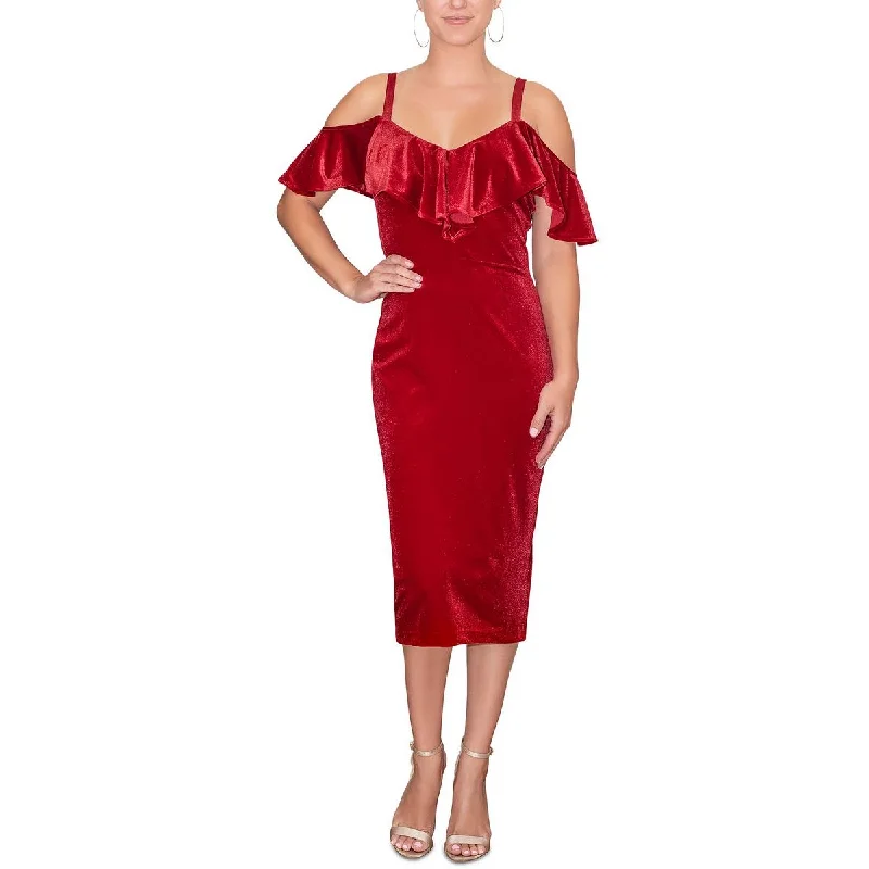 Rachel Rachel Roy Womens Ruffled Midi Cocktail and Party Dress